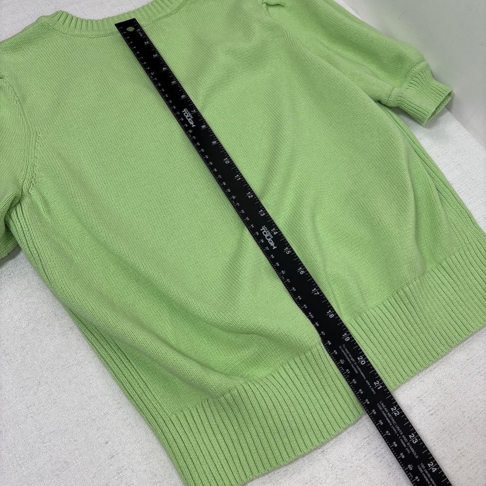 Loft Womens‎ XL Green Knit Puff Sleeve Cotton Sweater Classic Feminine Preppy - Picture 13 of 13